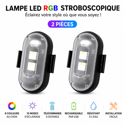 Lampe LED RGB Stroboscopique – 8 Couleurs & Télécommande